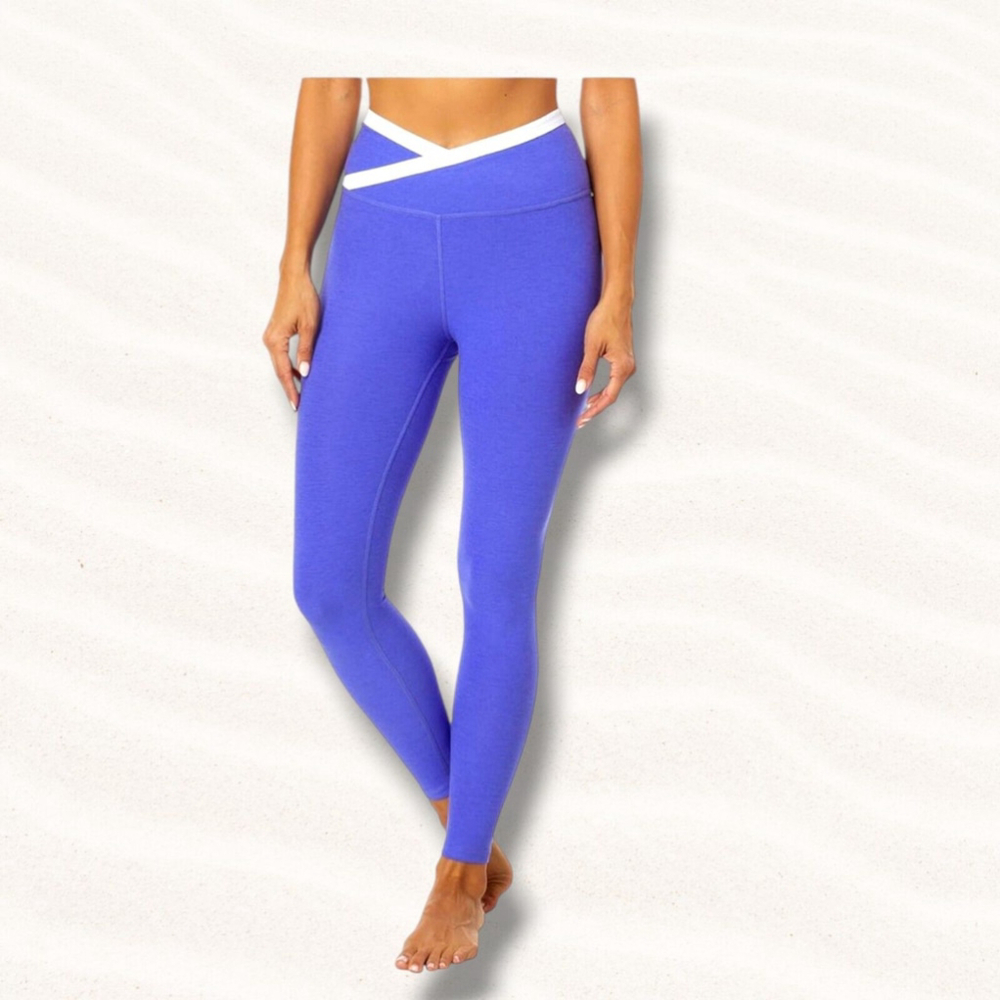 Beyond Yoga Purple Leggings with White Waistband